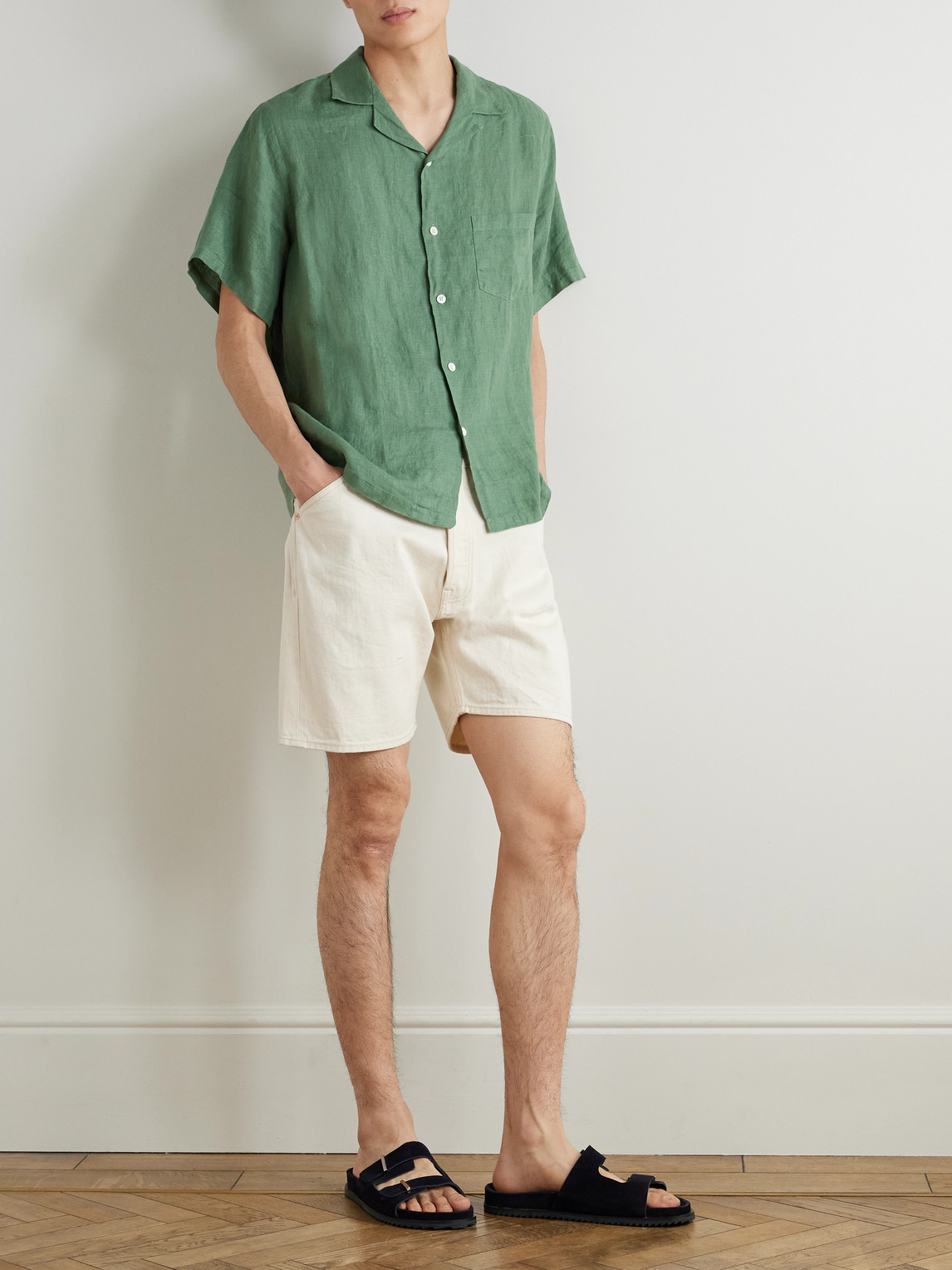 Camp-Collar Linen Shirt