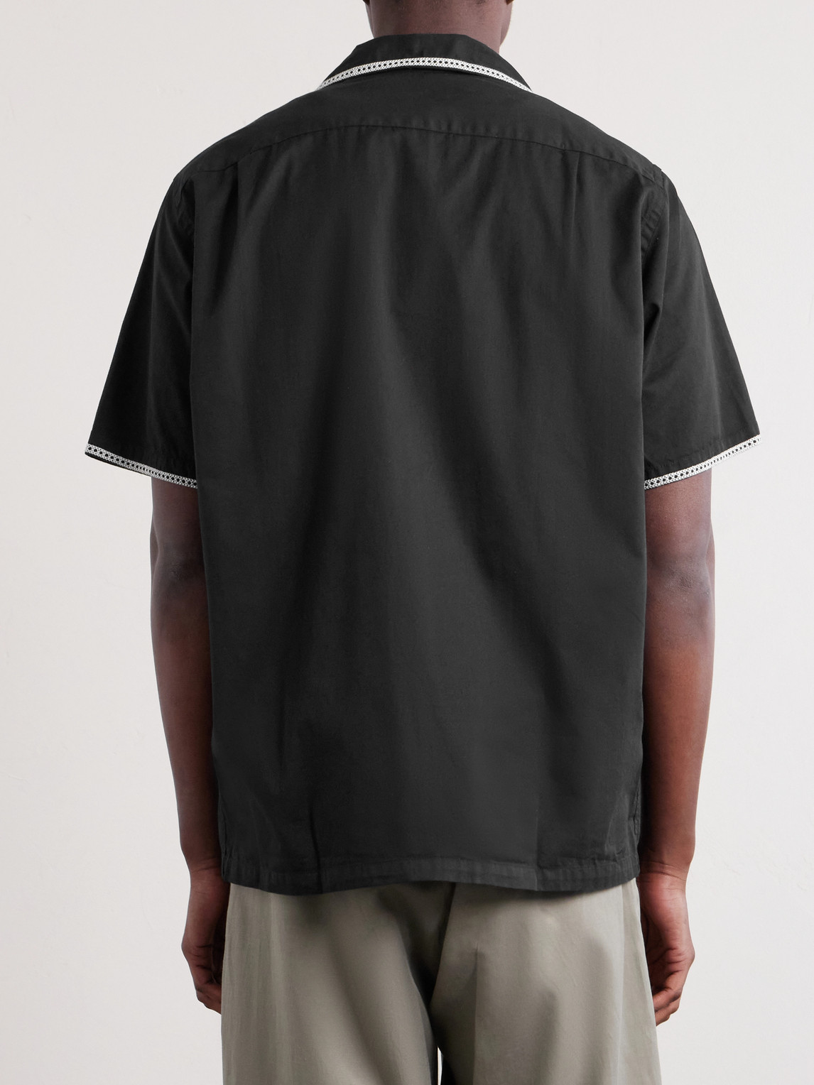 Convertible-Collar Embroidered Cotton Shirt