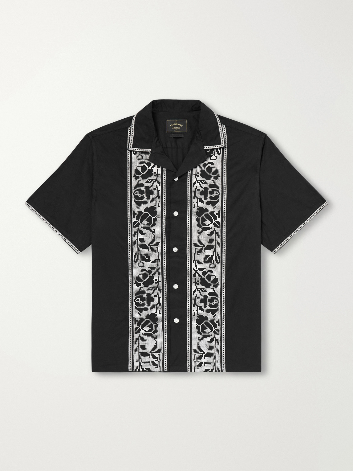 Portuguese Flannel Convertible-Collar Embroidered Cotton Shirt - Men