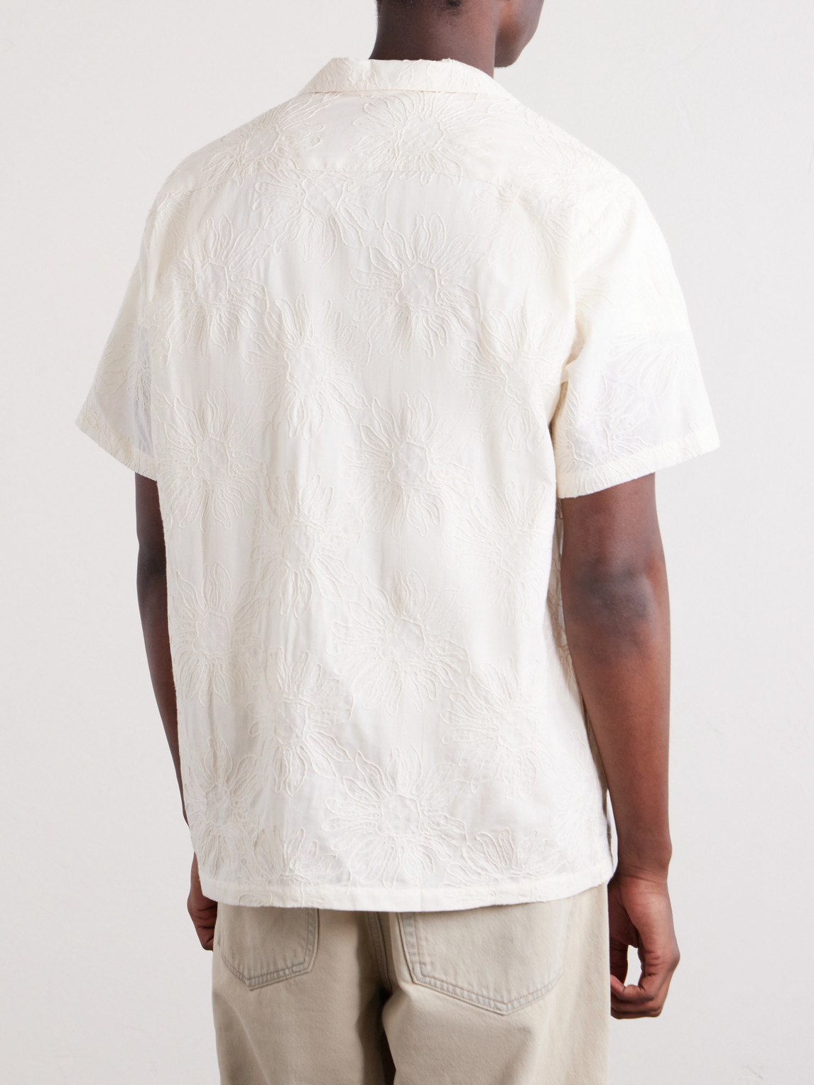 Duke Convertible-Collar Embroidered Cotton-Blend Shirt