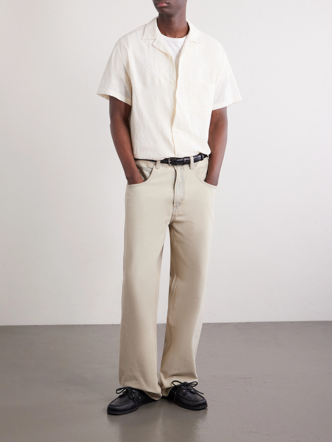 Duke Convertible-Collar Embroidered Cotton-Blend Shirt