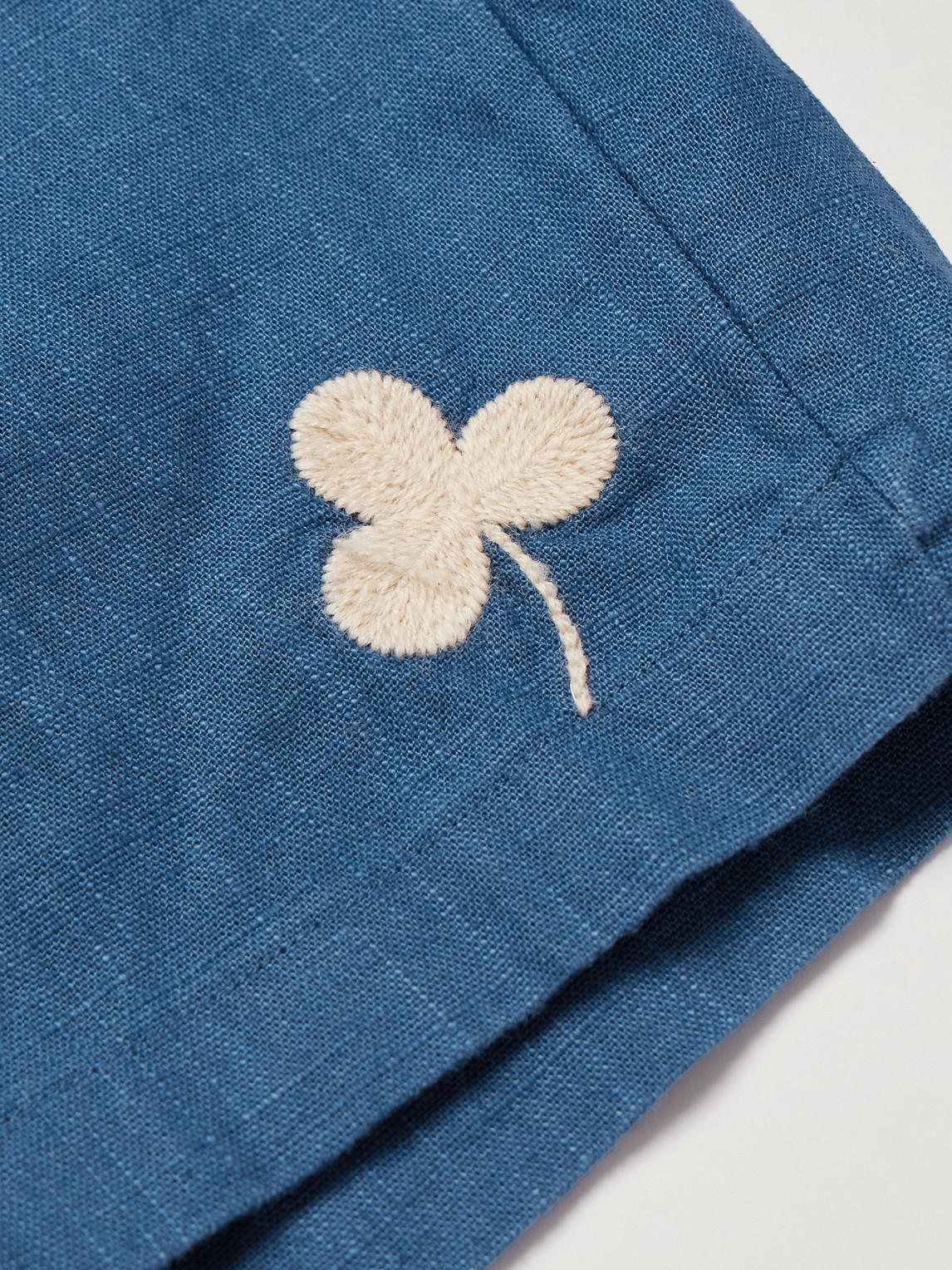 Straight-Leg Embroidered Ramie Drawstring Shorts