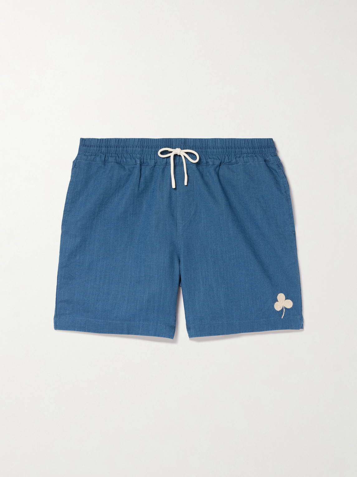 Portuguese Flannel Straight-Leg Embroidered Ramie Drawstring Shorts - Men