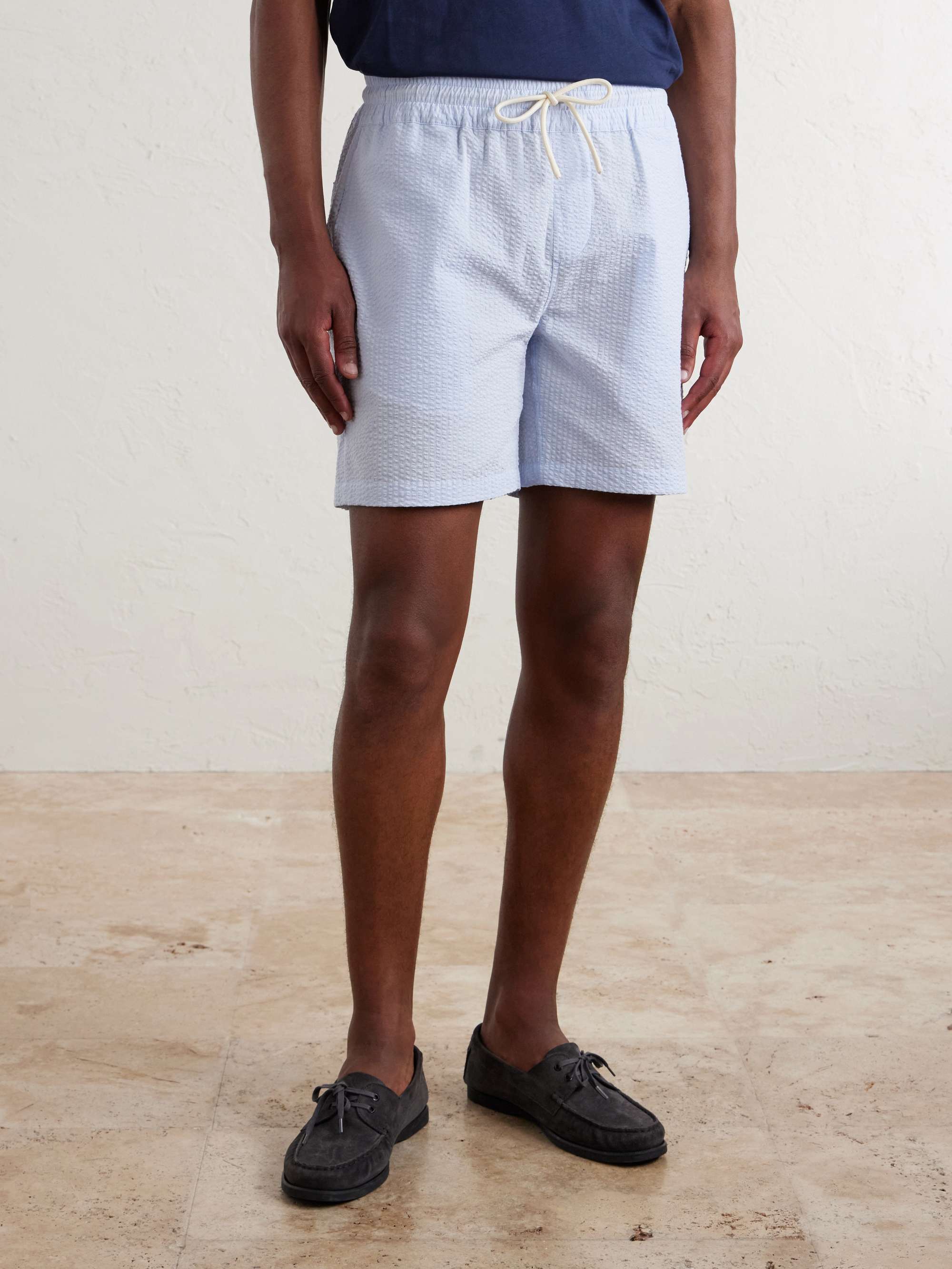 PORTUGUESE FLANNEL Atlantico Cotton-Seersucker Drawstring Shorts