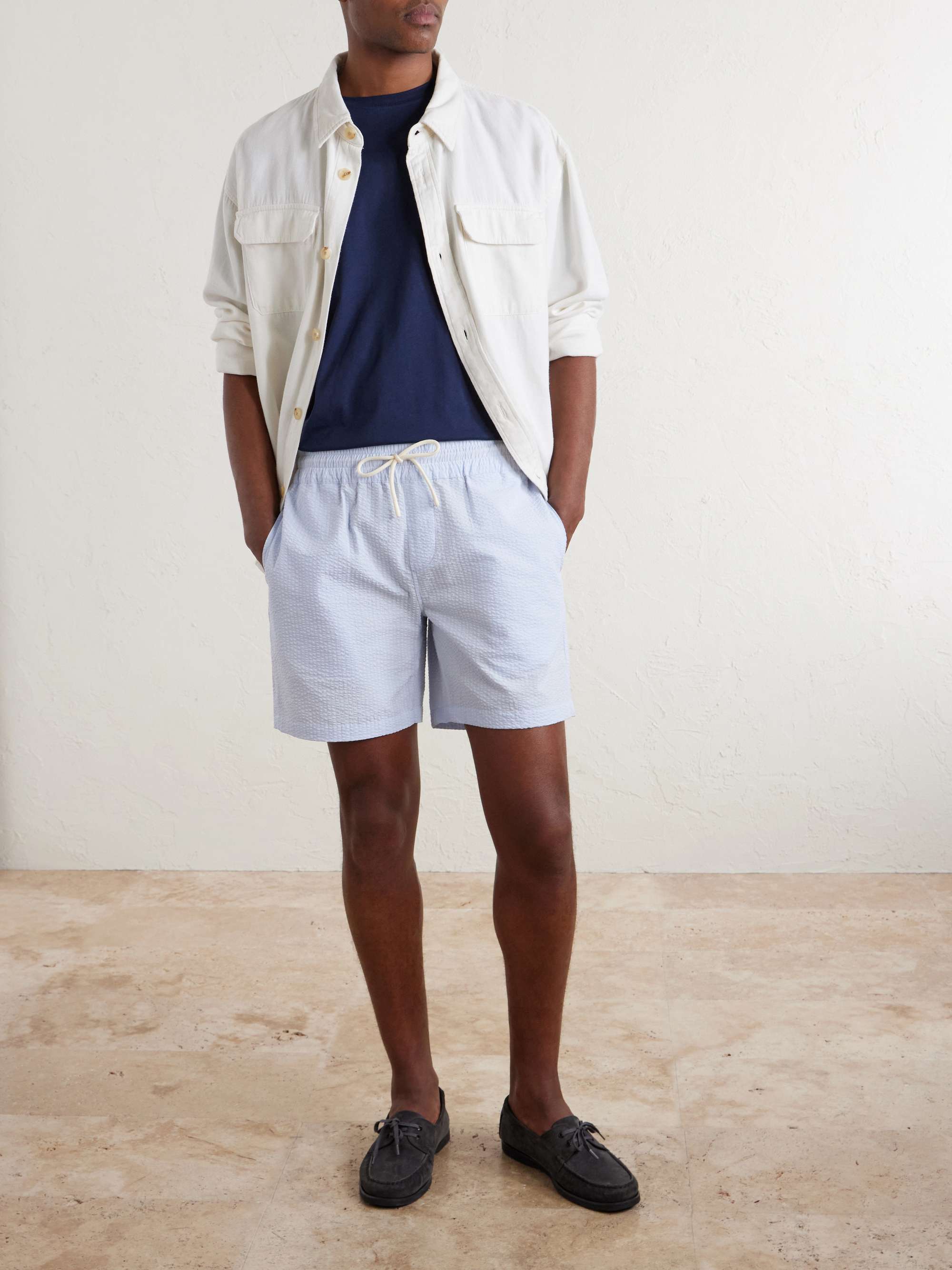 PORTUGUESE FLANNEL Atlantico Cotton-Seersucker Drawstring Shorts