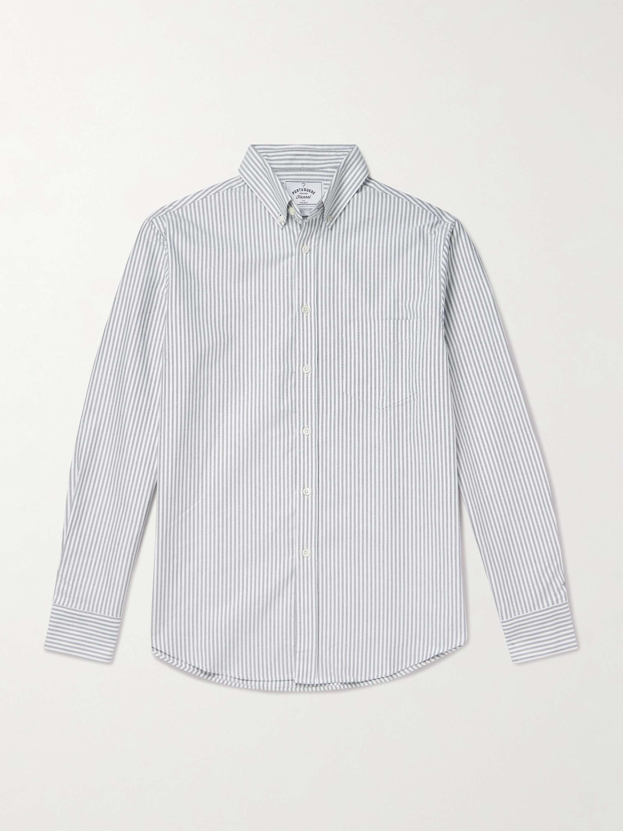 PORTUGUESE FLANNEL Belavista Button-Down Collar Striped Cotton Oxford Shirt