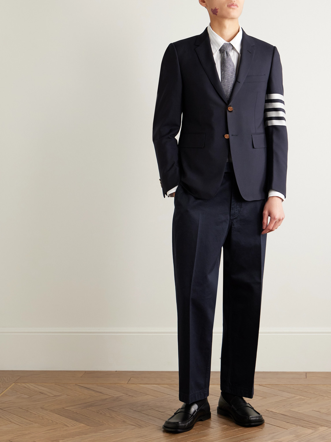 Thom Browne Slim-fit Striped Wool Blazer In Blue
