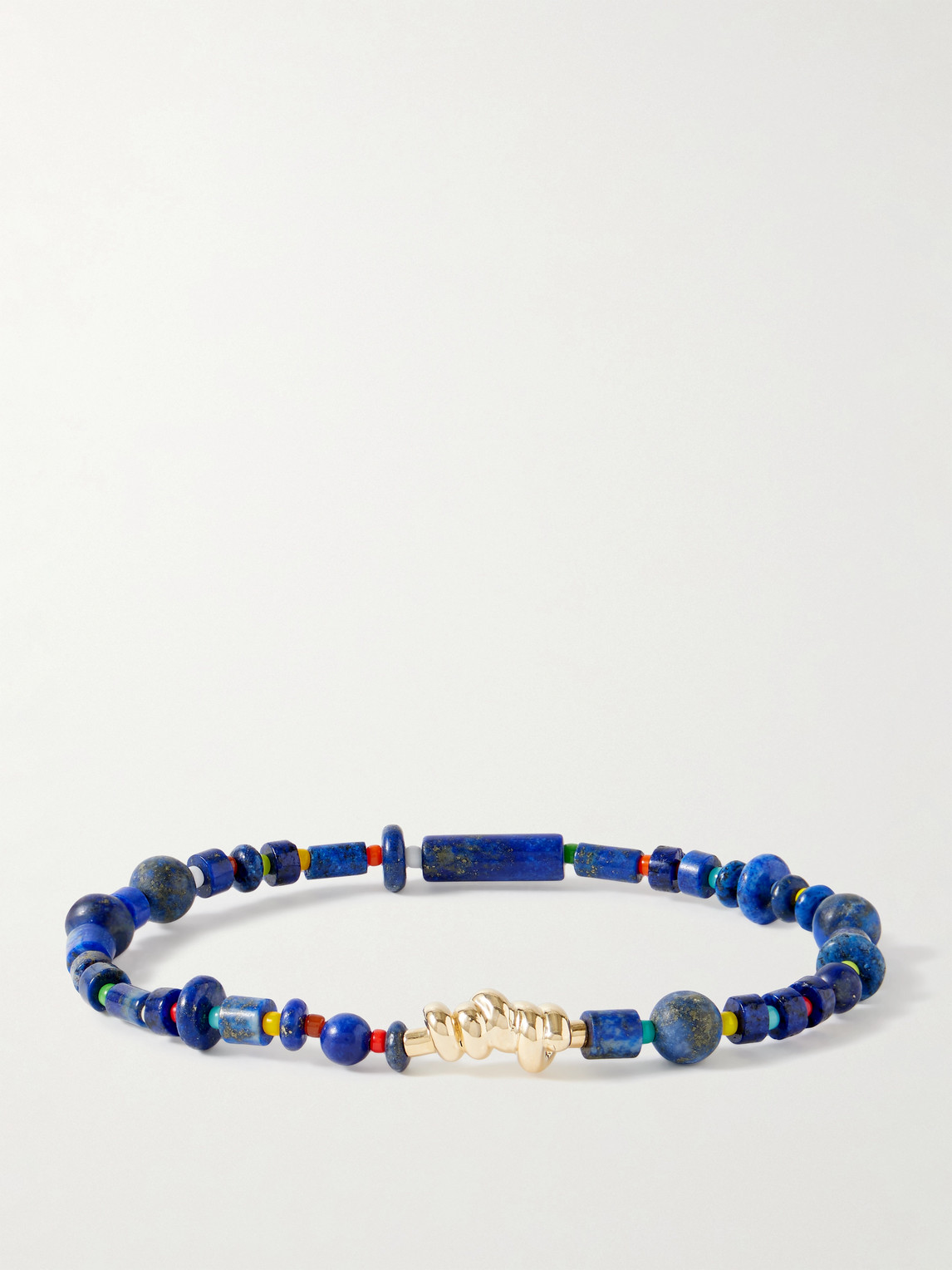 LUIS MORAIS 14-Karat Gold, Lapis Lazuli and Glass Beaded Bracelet - Men