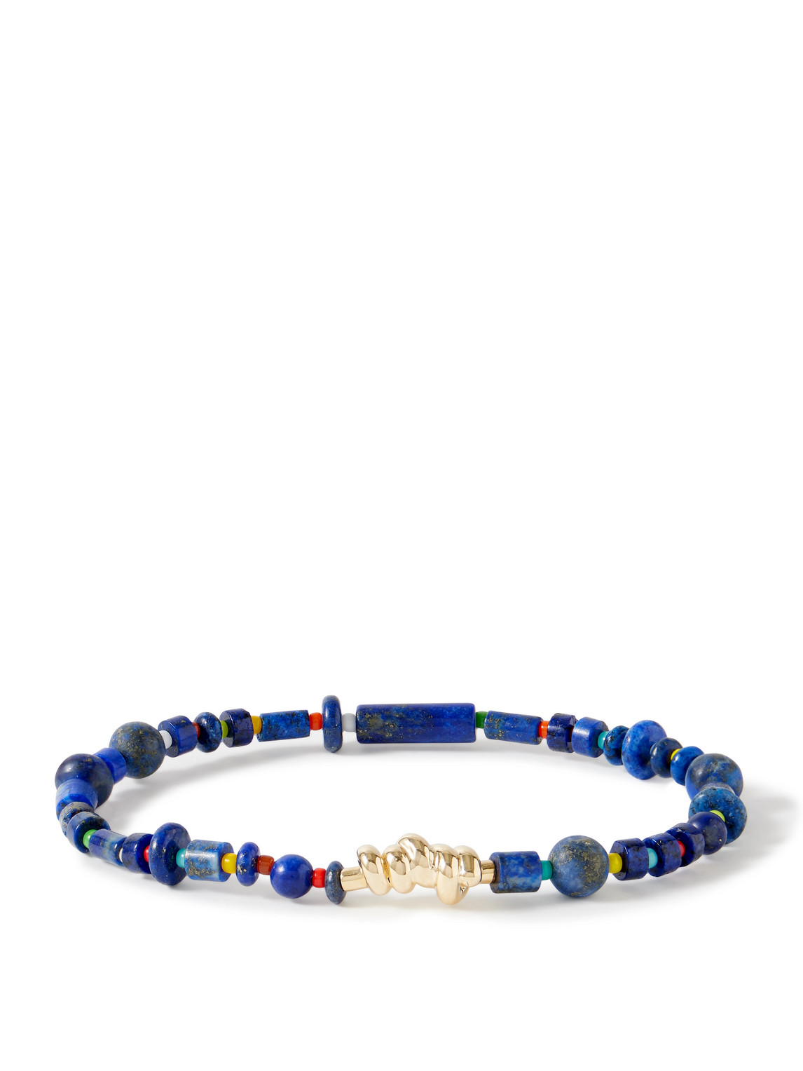 Luis Morais 14-karat Gold, Lapis Lazuli And Glass Beaded Bracelet In Blue