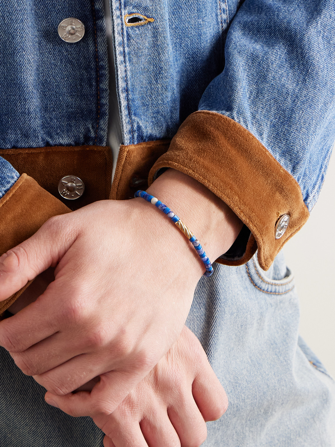 Luis Morais 14-karat Gold Sodalite Beaded Bracelet In Multi