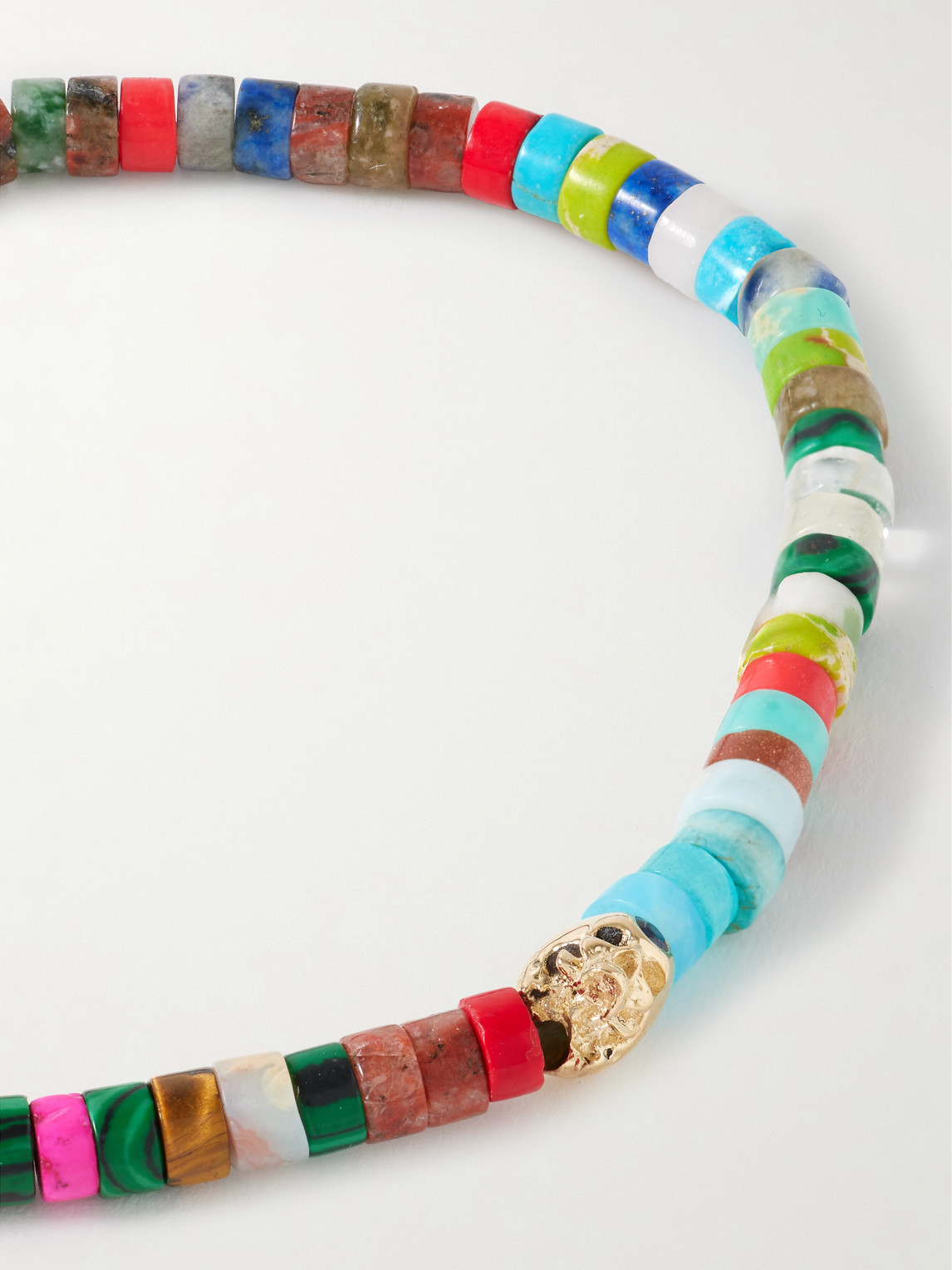 Luis Morais 14-karat Gold, Agate And Sapphire Beaded Bracelet In Animal Print