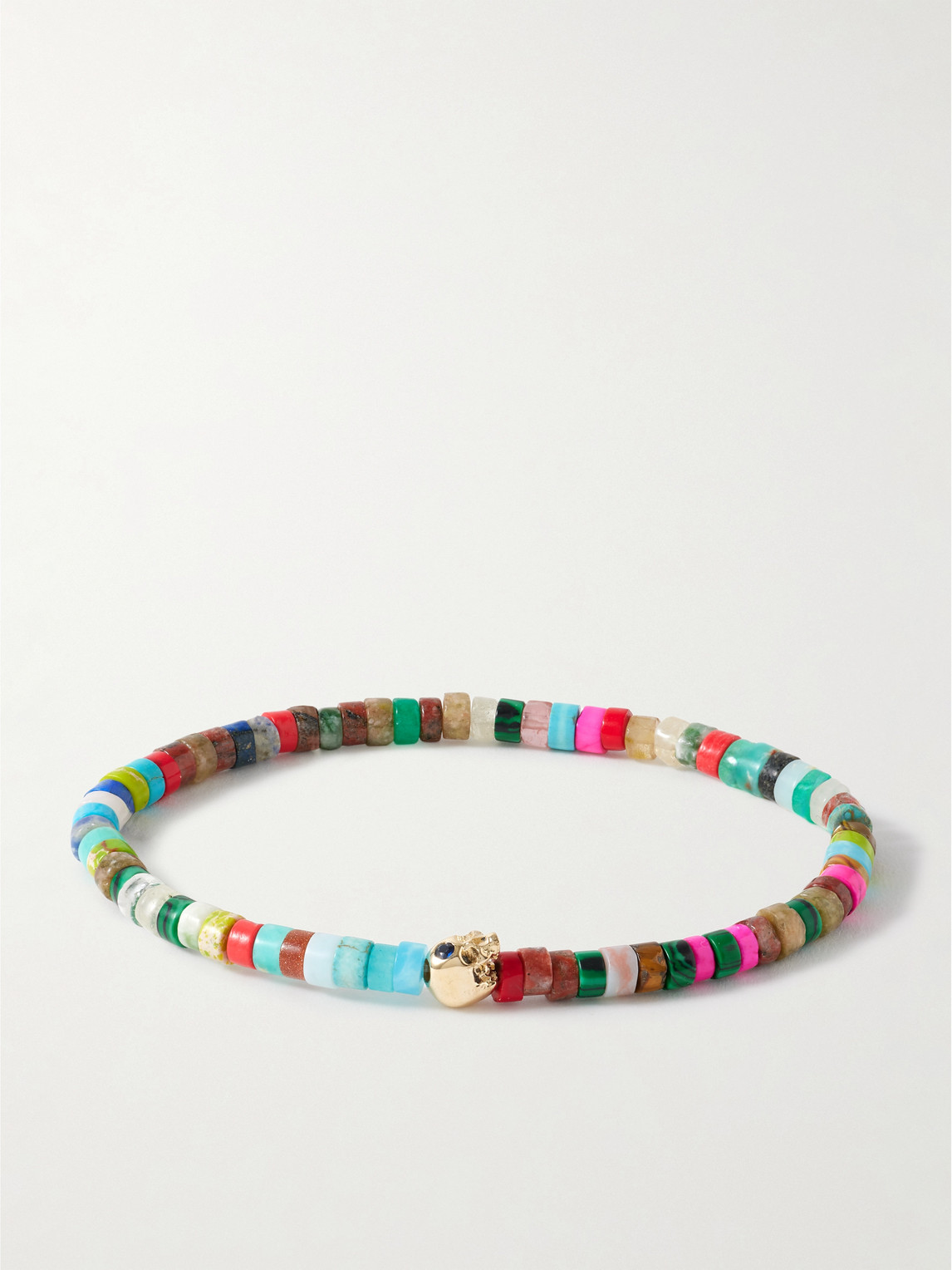 Luis Morais – 14-Karat Gold, Agate and Sapphire Beaded Bracelet