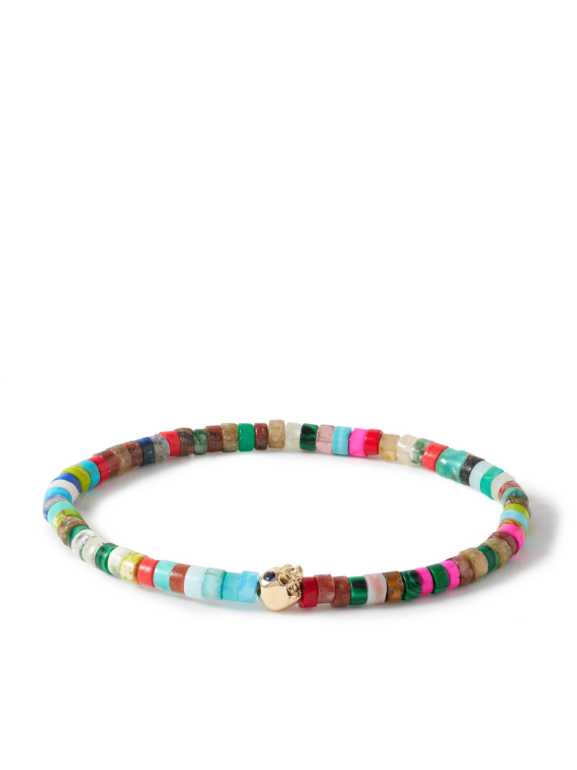 Luis Morais 14-karat Gold, Agate And Sapphire Beaded Bracelet In Multi