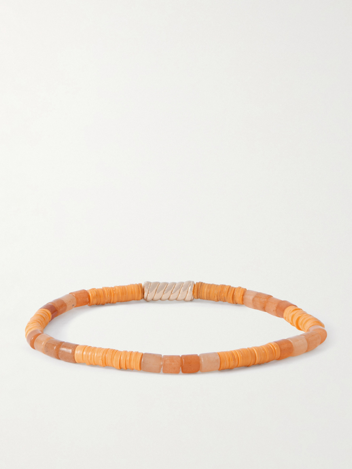 Luis Morais 14-karat Gold Orange Aventurine Beaded Bracelet In Brown