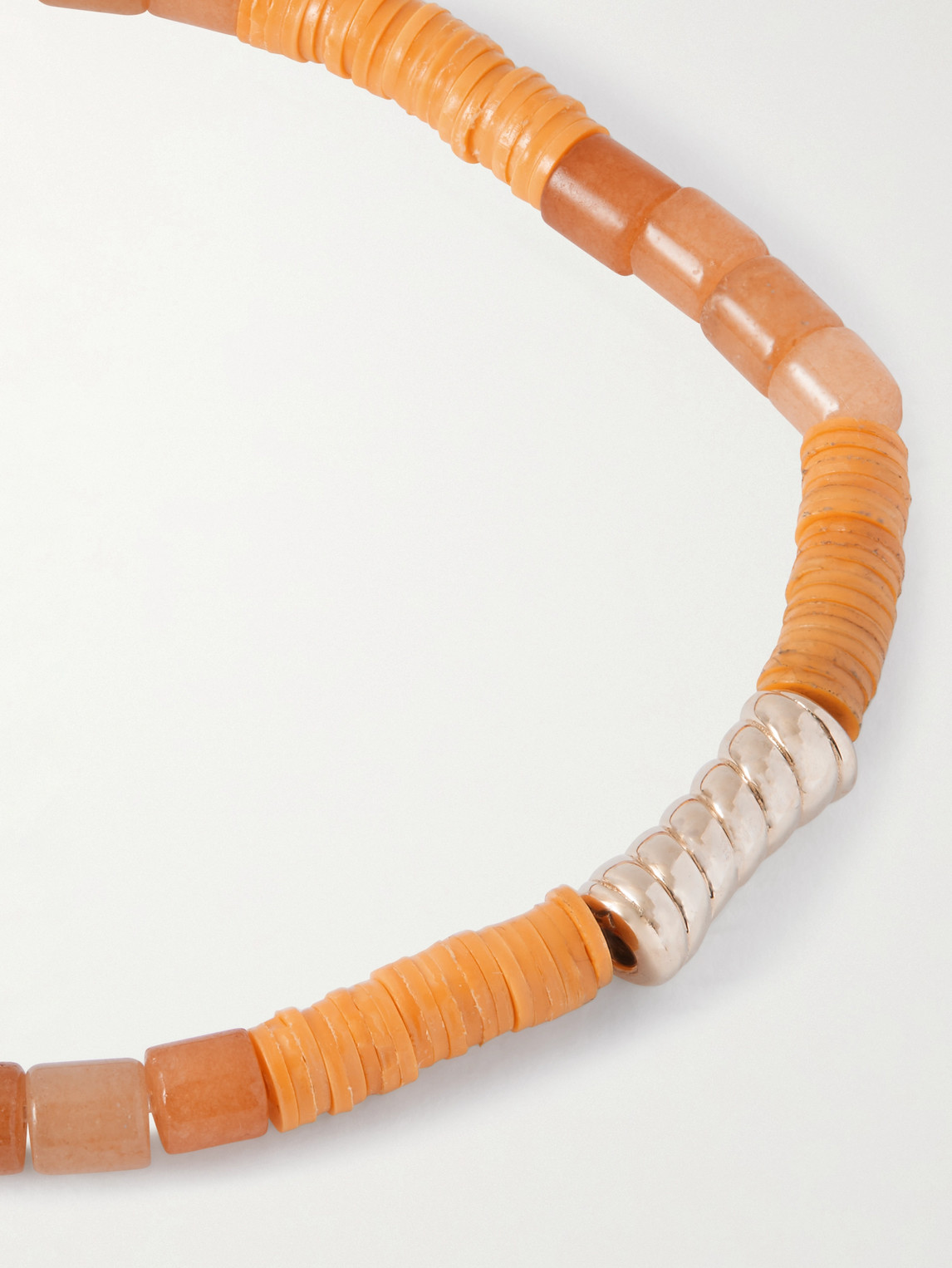 Luis Morais 14-karat Gold Orange Aventurine Beaded Bracelet In Brown