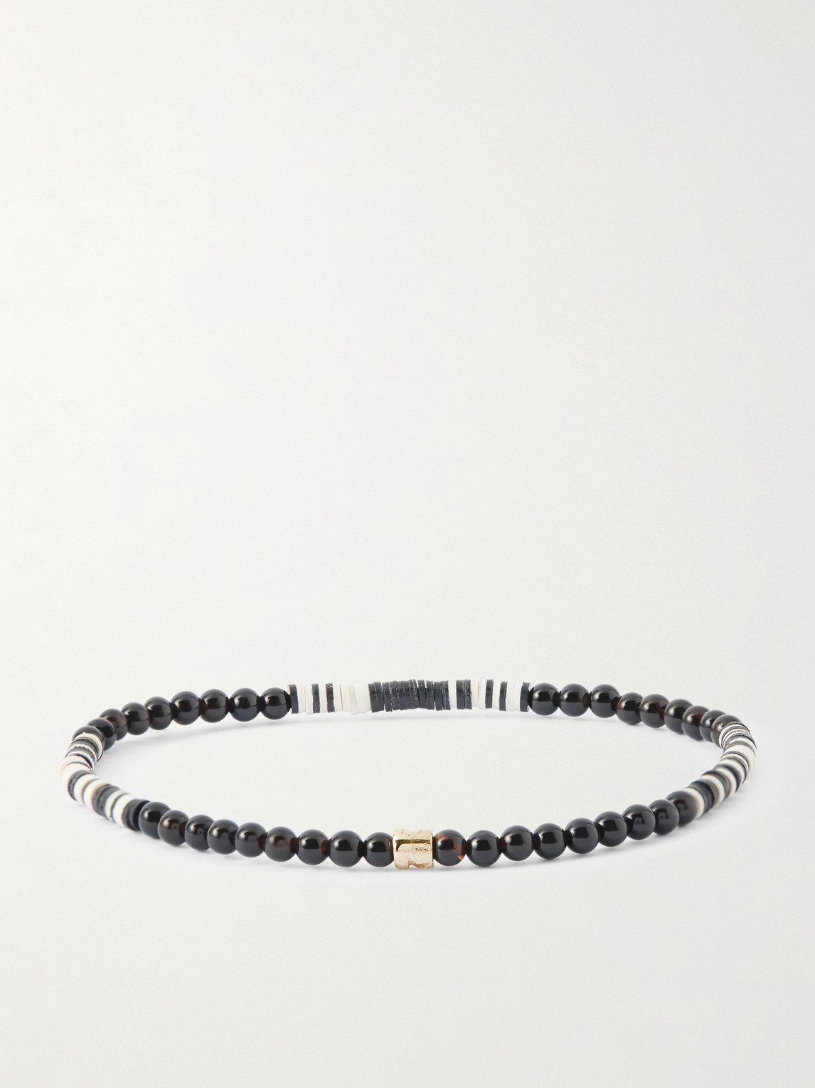 LUIS MORAIS 14-Karat Gold Onyx Beaded Bracelet - Men