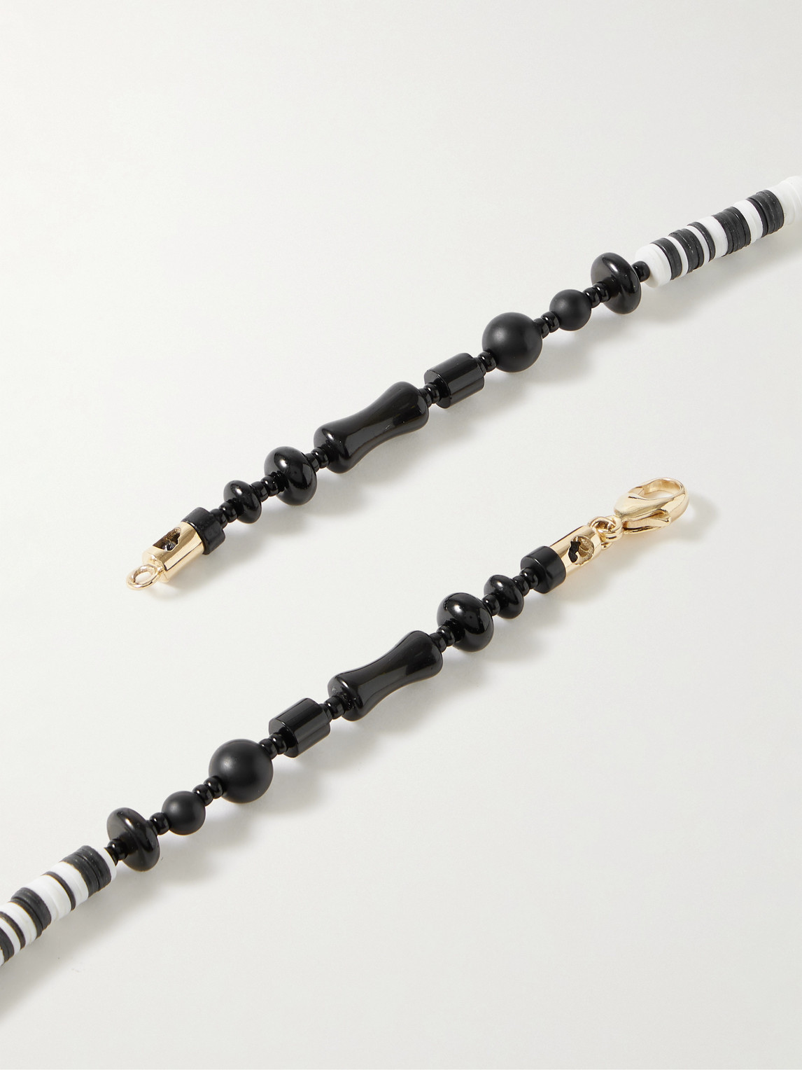 Luis Morais 14-karat Gold, Agate And Sapphire Beaded Necklace In Black
