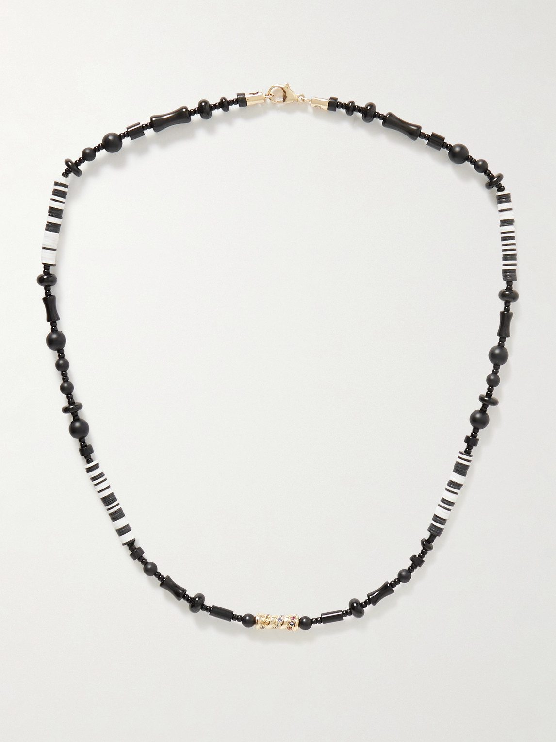 LUIS MORAIS 14-Karat Gold, Agate and Sapphire Beaded Necklace - Men