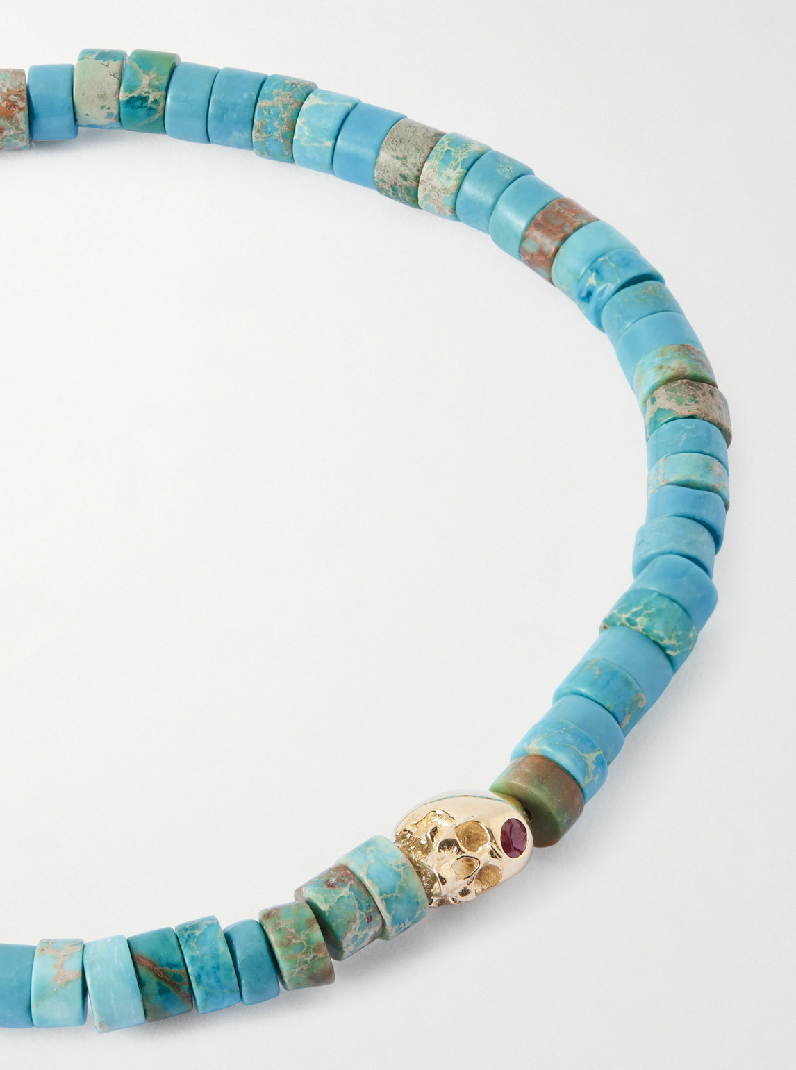 Luis Morais 14-karat Gold, Ruby And Turquoise Beaded Bracelet In Blue