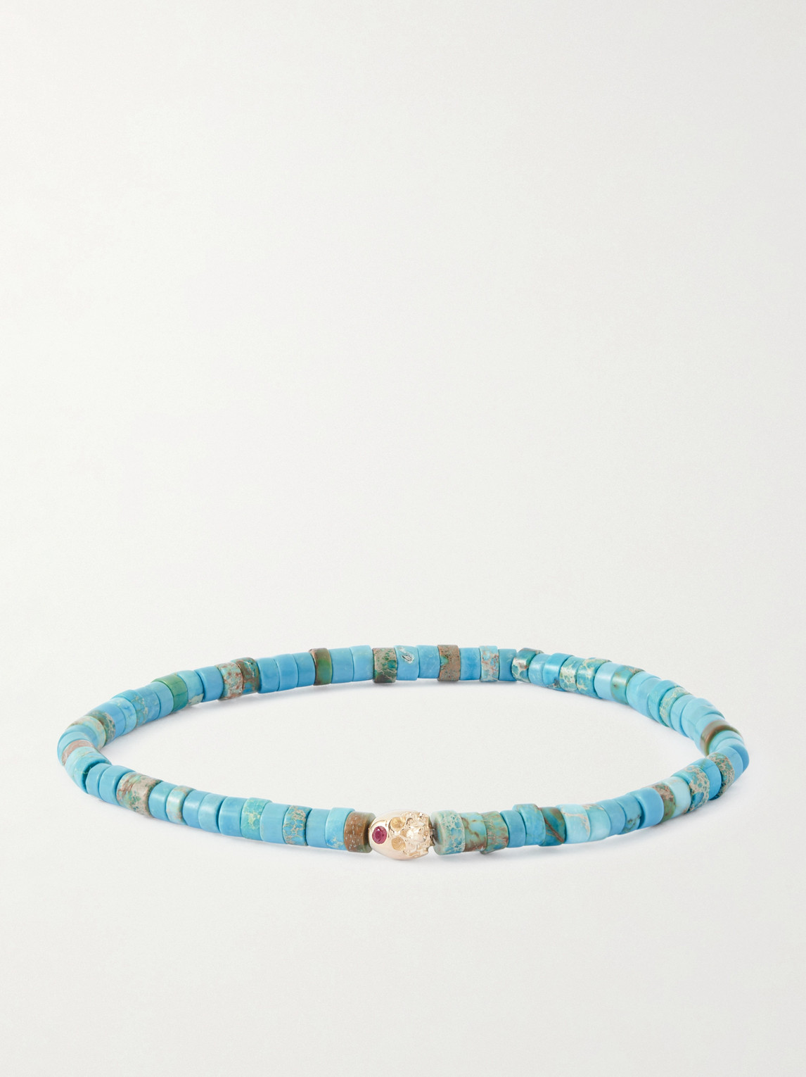 LUIS MORAIS 14-Karat Gold, Ruby and Turquoise Beaded Bracelet - Men