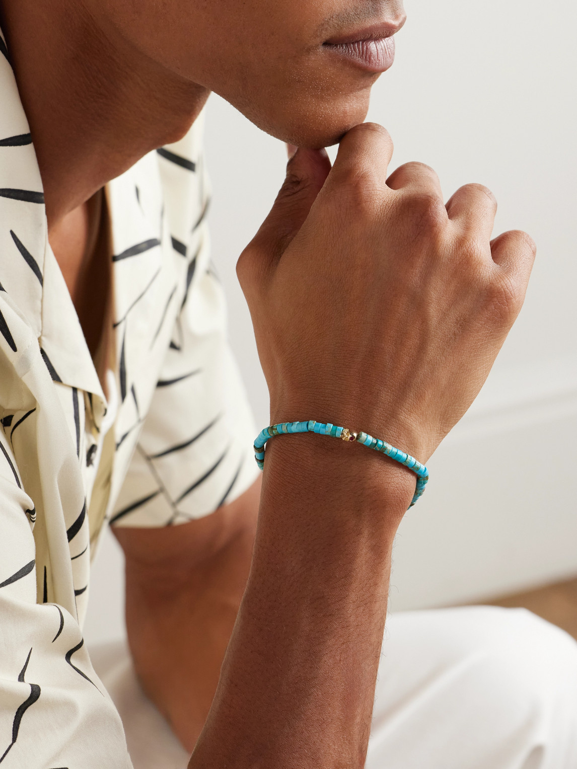 Luis Morais 14-karat Gold, Ruby And Turquoise Beaded Bracelet In Blue