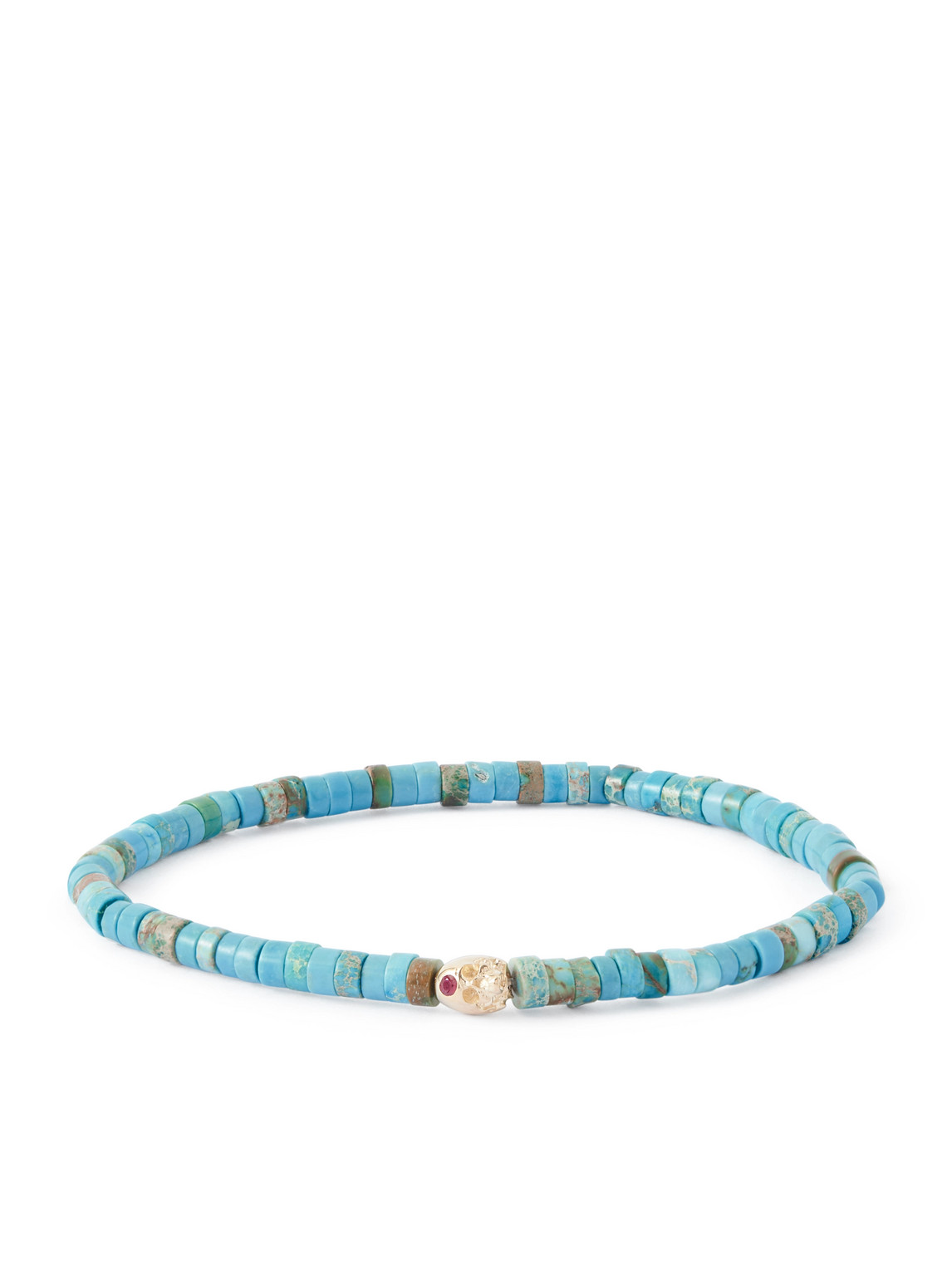 Luis Morais 14-karat Gold, Ruby And Turquoise Beaded Bracelet In Blue