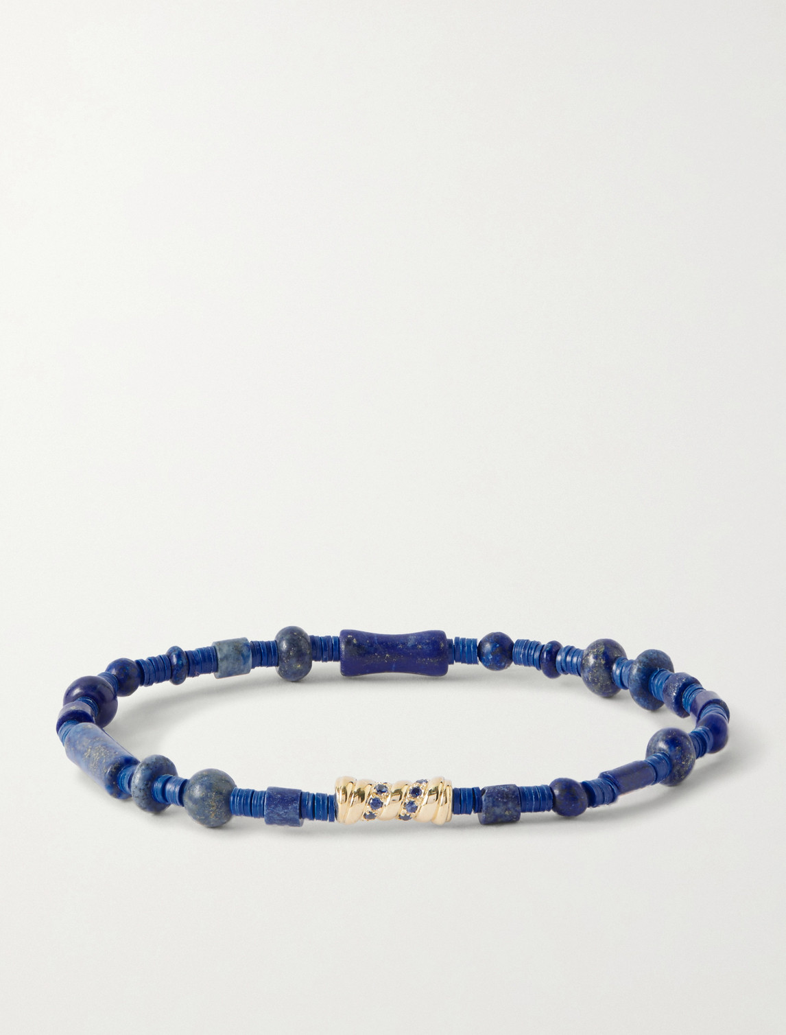 LUIS MORAIS 14-Karat Gold, Sapphire and Lapis Lazuli Beaded Bracelet - Men