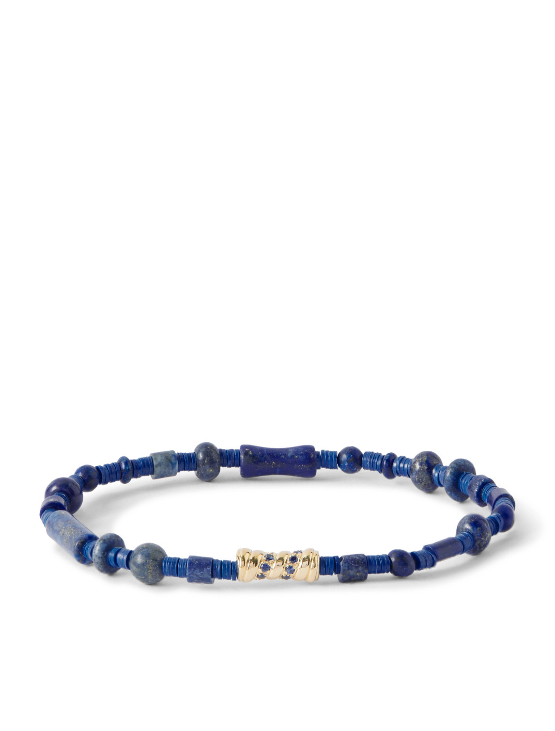 Luis Morais 14-karat Gold, Sapphire And Lapis Lazuli Beaded Bracelet In Blue