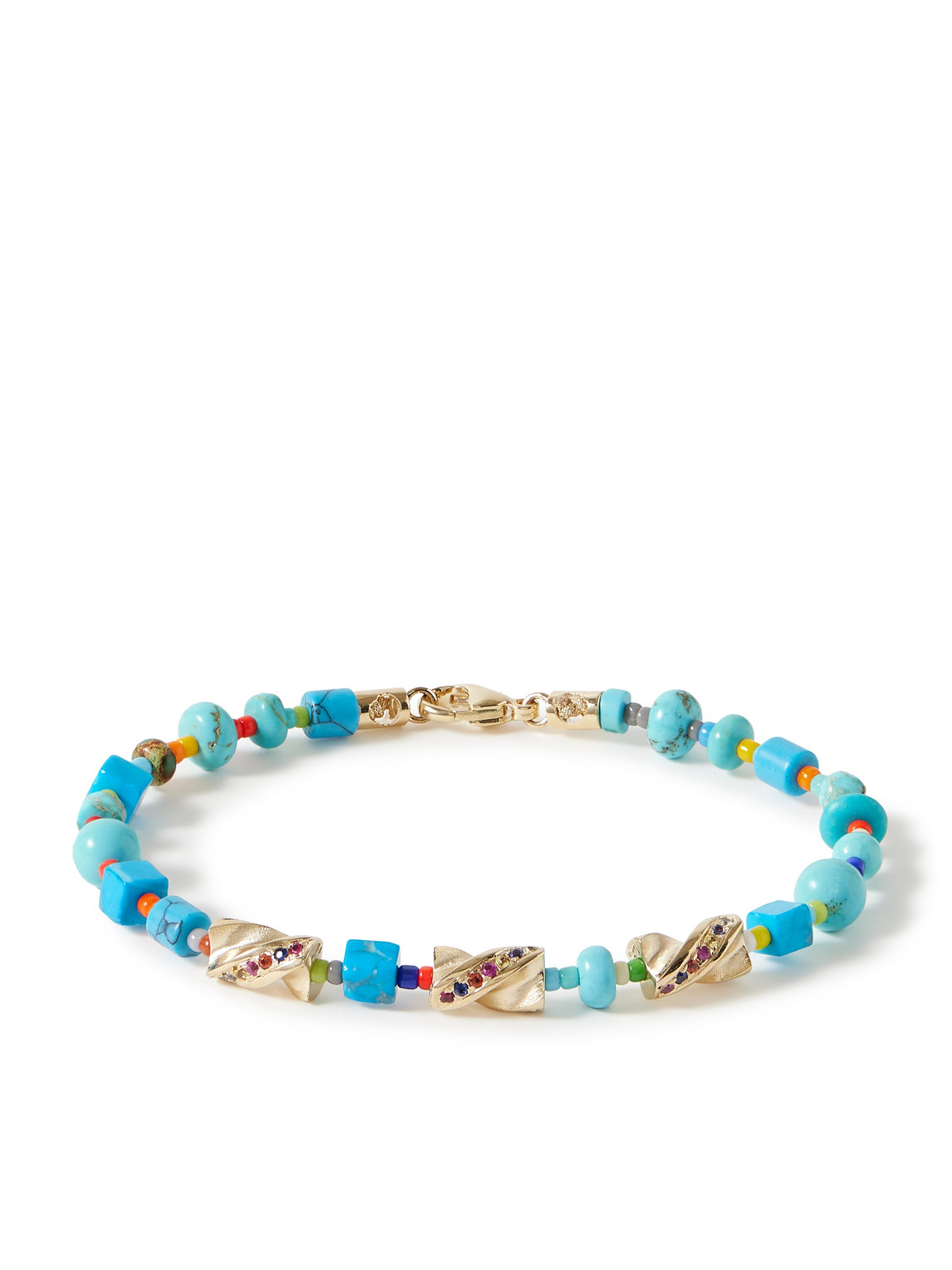 Luis Morais Drill Bit 14-karat Gold Multi-stone Beaded Bracelet In Blue