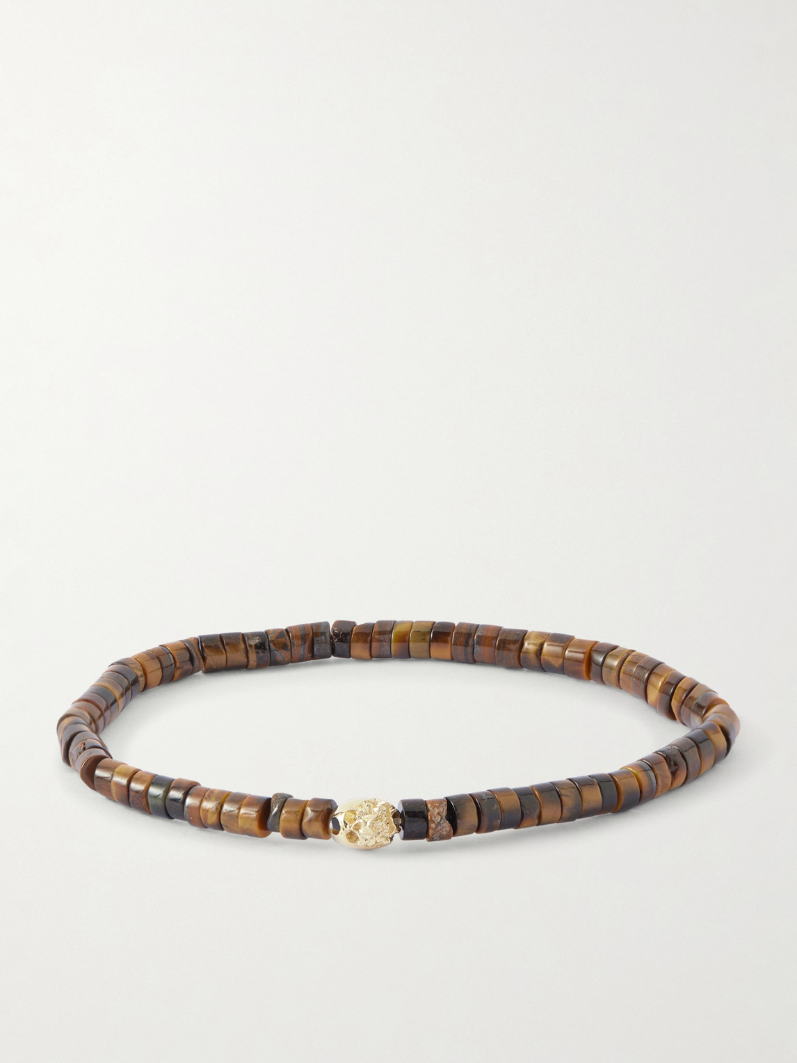 LUIS MORAIS 14-Karat Gold, Diamond and Tiger's Eye Beaded Bracelet - Men