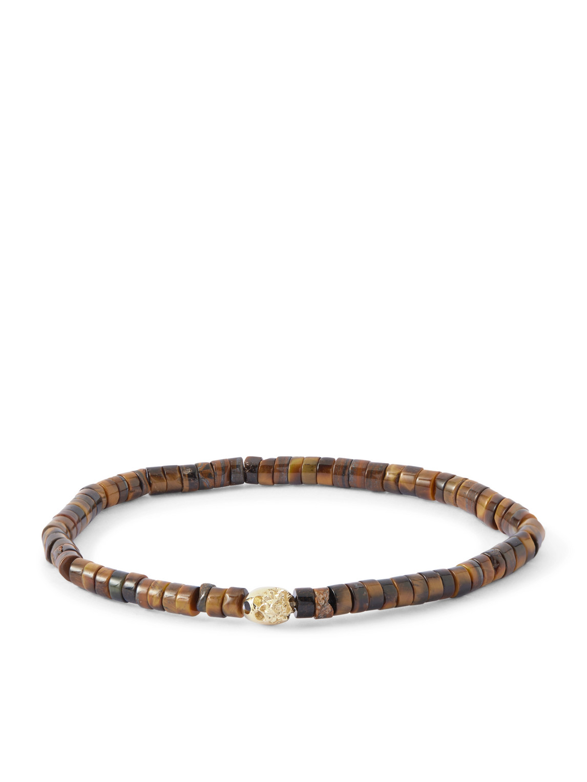 Luis Morais 14-karat Gold, Diamond And Tiger's Eye Beaded Bracelet In Brown