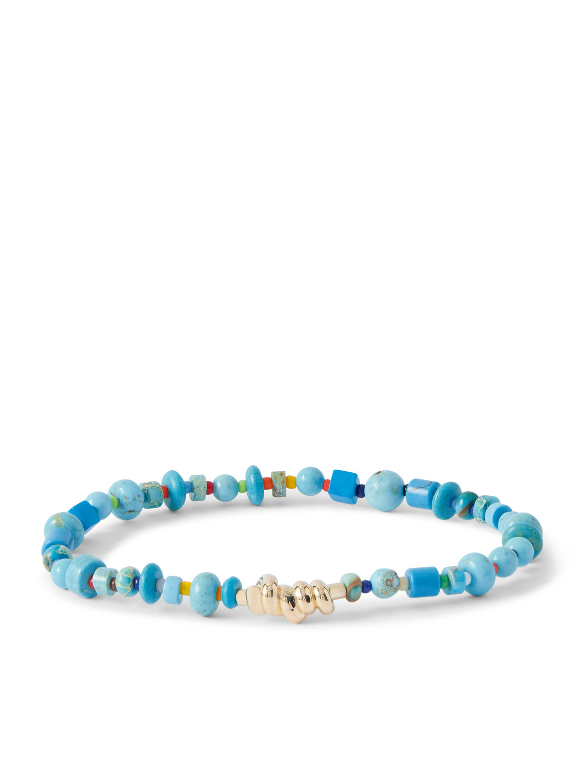 Luis Morais 14-karat Gold, Turquoise And Glass Beaded Bracelet In Blue