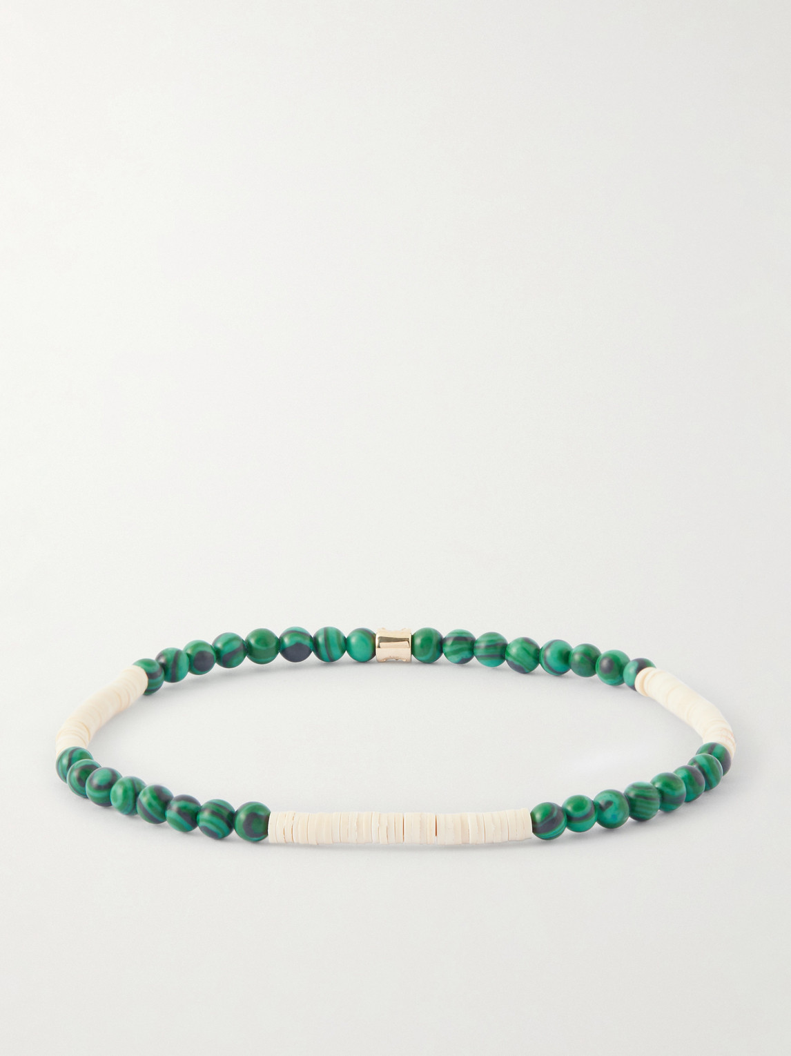 Luis Morais 14-karat Gold, Malachite And Onyx Beaded Bracelet In Green