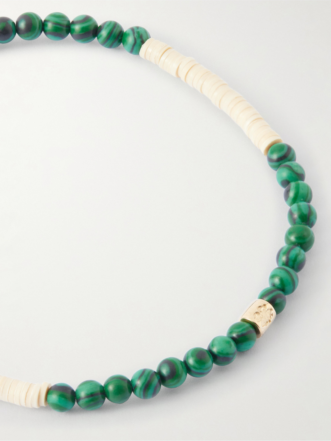 Luis Morais 14-karat Gold, Malachite And Onyx Beaded Bracelet In Green