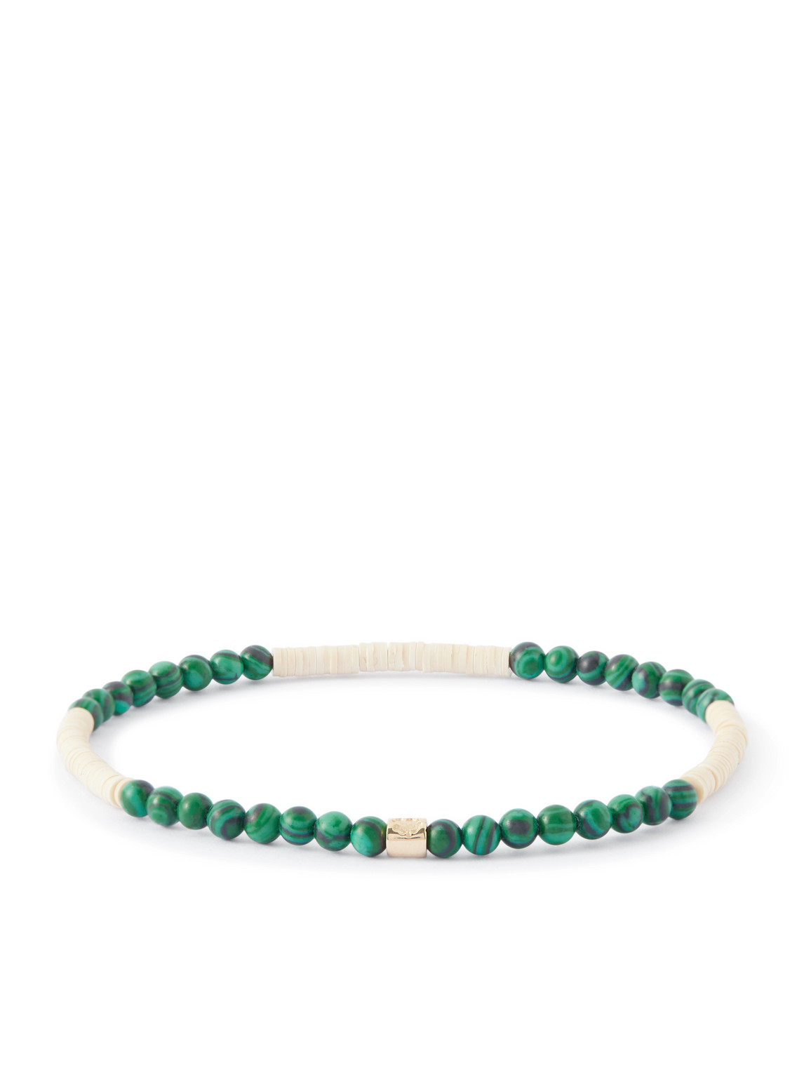 Luis Morais 14-karat Gold, Malachite And Onyx Beaded Bracelet In Green