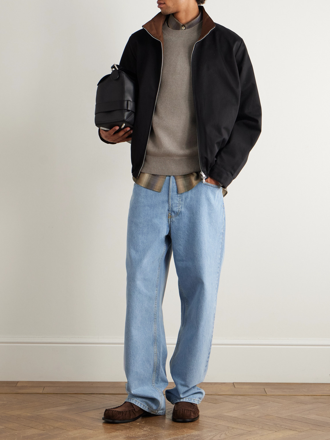 Loewe Anagram Logo-embroidered Wool Sweater In Gray