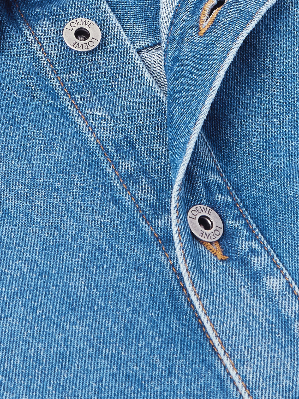 Loewe Anagram Logo-embroidered Denim Overshirt In Blue