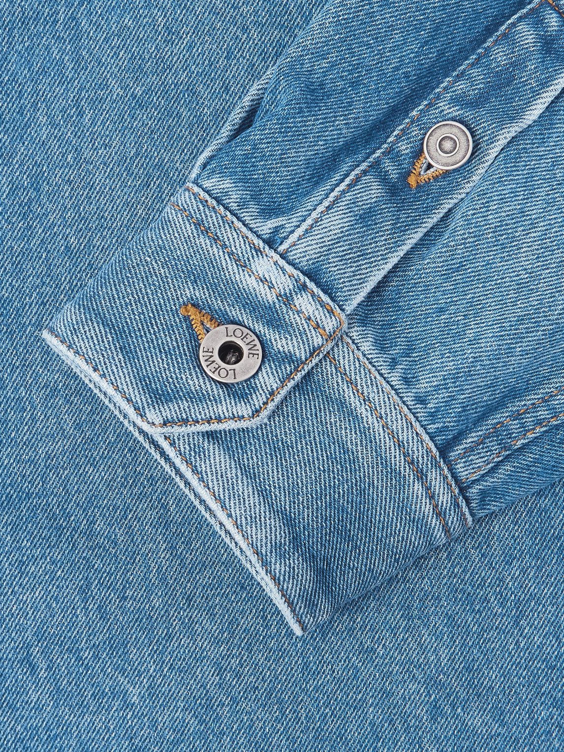 Loewe Anagram Logo-embroidered Denim Overshirt In Blue