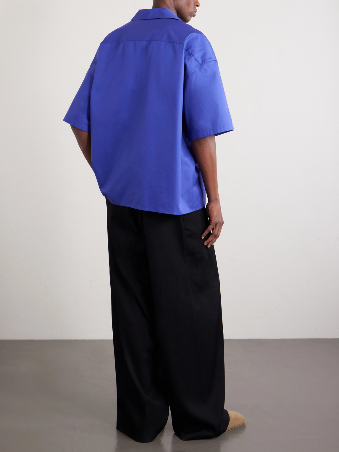 Camp-Collar Logo-Embroidered Cotton-Twill Shirt