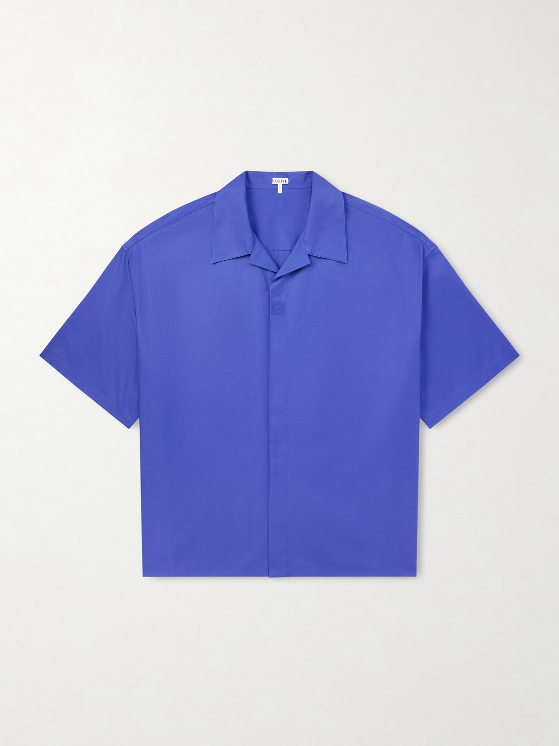 Loewe Camp-Collar Logo-Embroidered Cotton-Twill Shirt EU 38