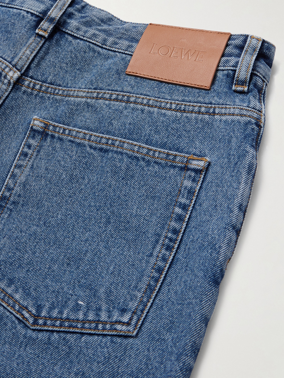Loewe Denim Trousers Belt Loops Embroidered Back Pockets In Blue