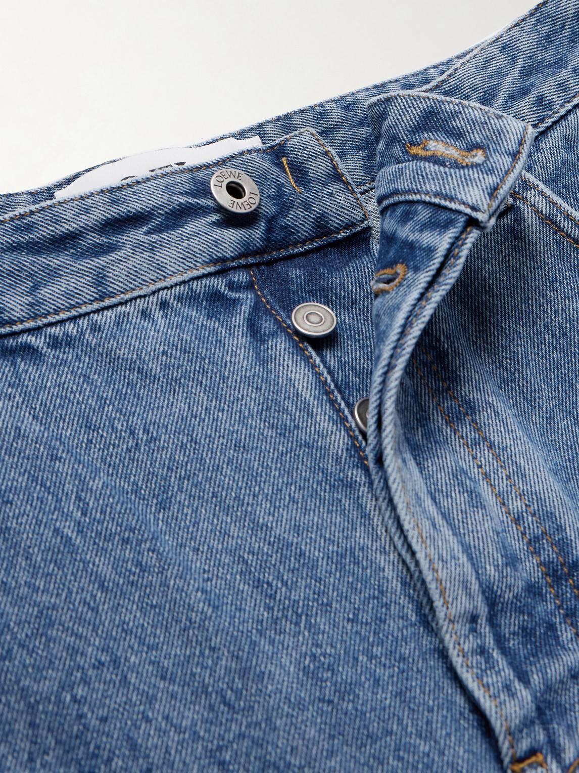 Loewe Denim Trousers Belt Loops Embroidered Back Pockets In Blue