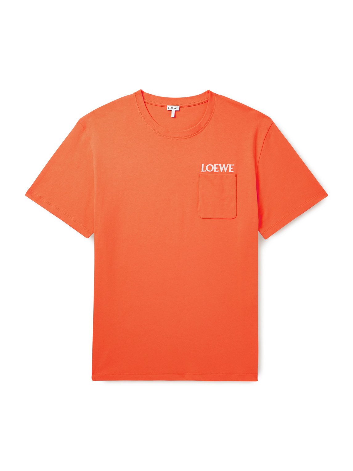 Loewe Logo-embroidered Cotton-jersey T-shirt In Orange
