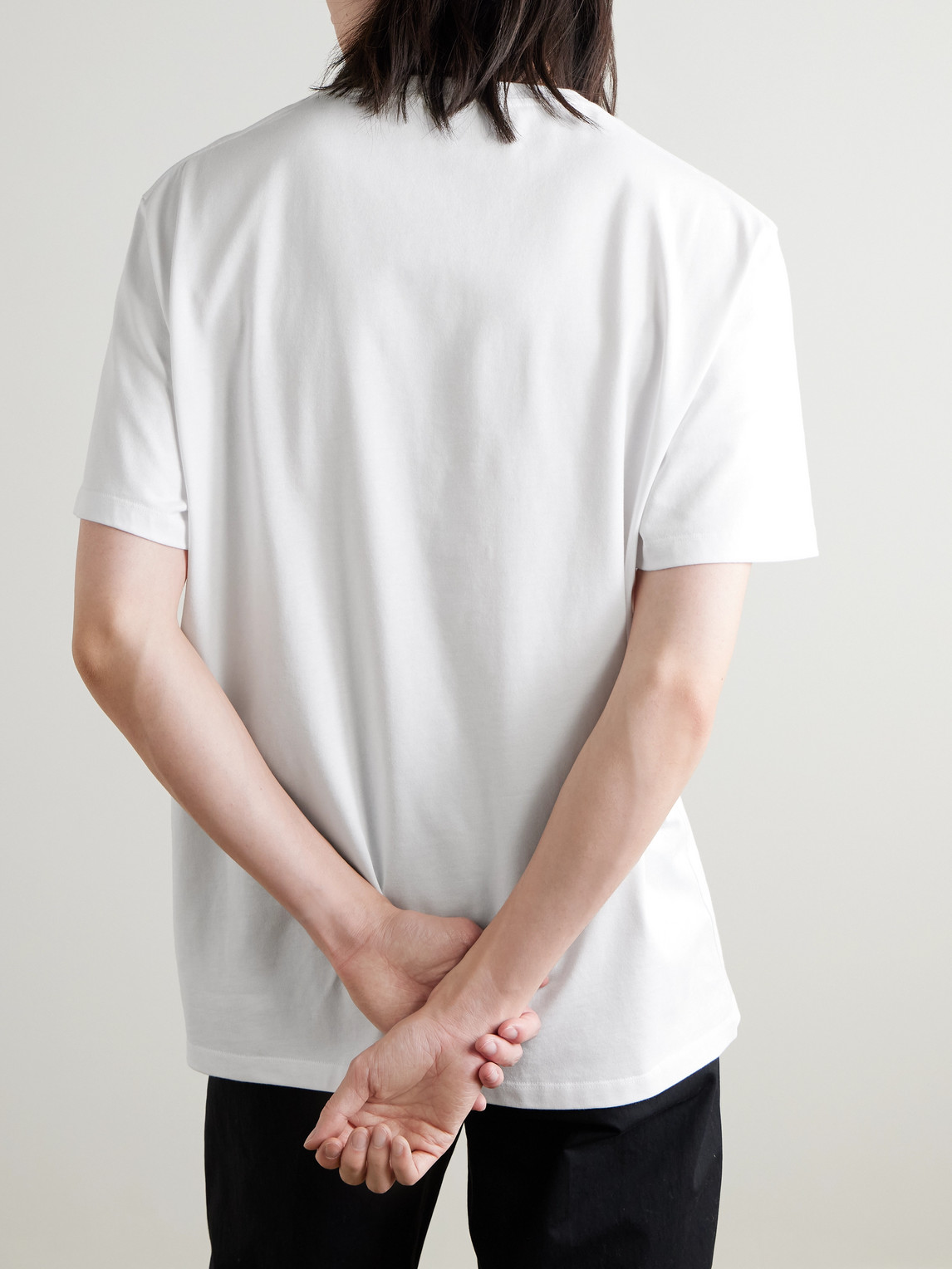 Loewe Slim-fit Logo-embroidered Cotton-jersey T-shirt In White