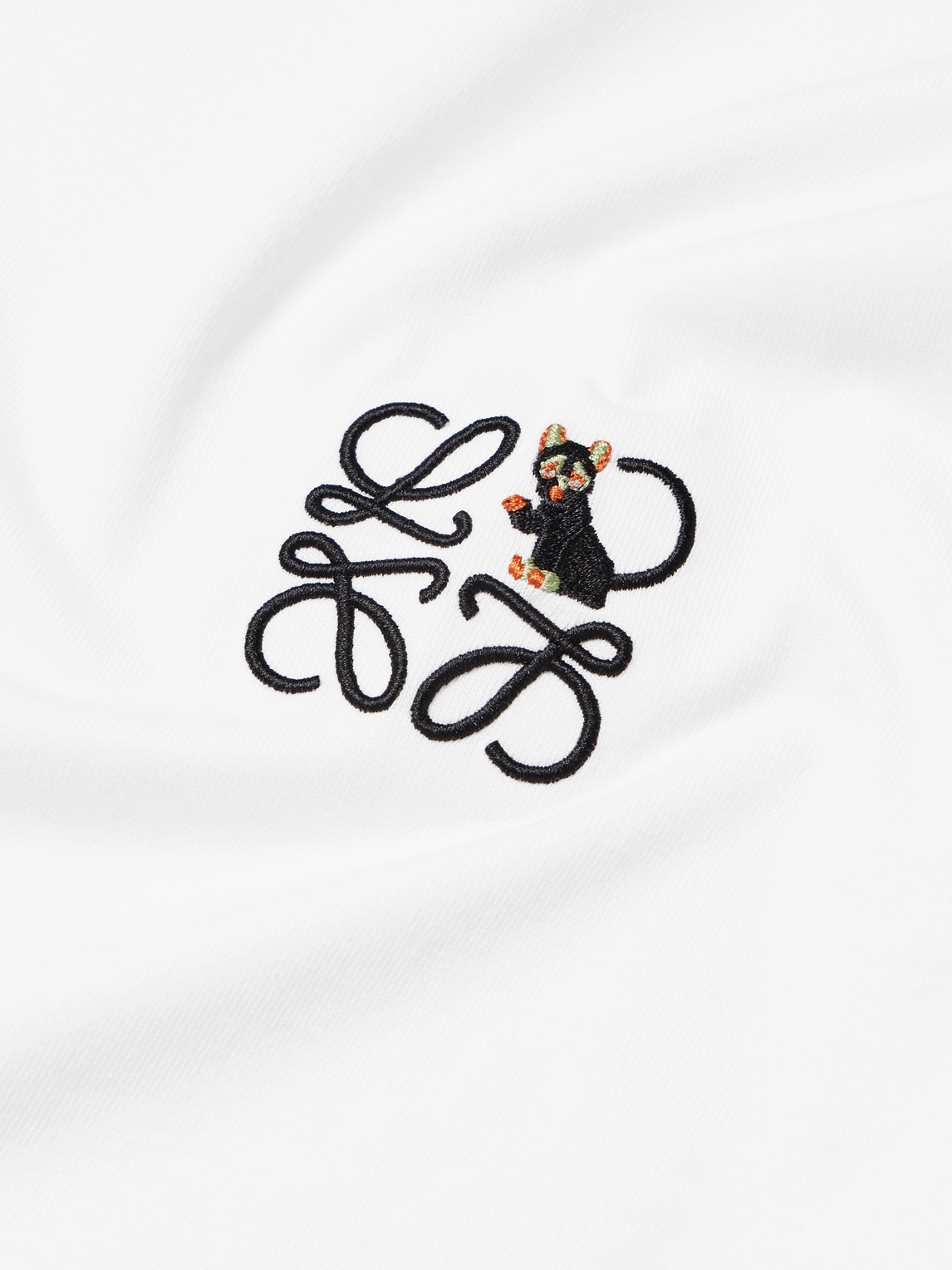 Loewe Slim-fit Logo-embroidered Cotton-jersey T-shirt In White