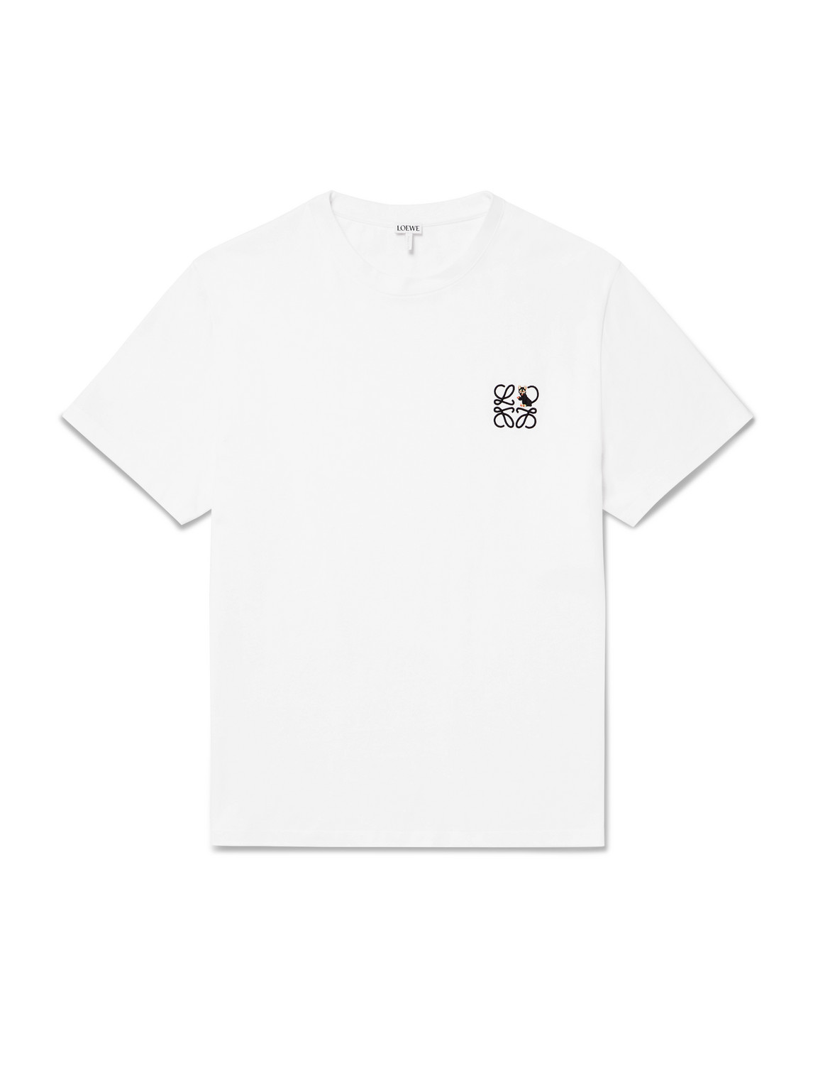 Loewe Slim-fit Logo-embroidered Cotton-jersey T-shirt In White