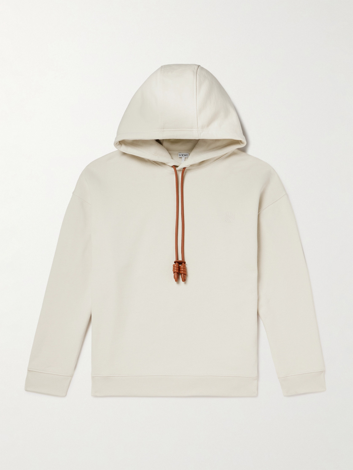 Loewe Logo-Embroidered Leather-Trimmed Cotton-Jersey Hoodieen