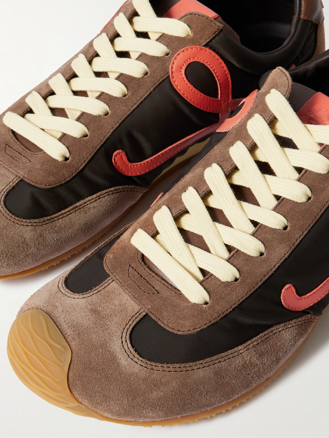 Loewe Ballet Runner 2.0 Suede-trimmed Sneakers In Burgundy