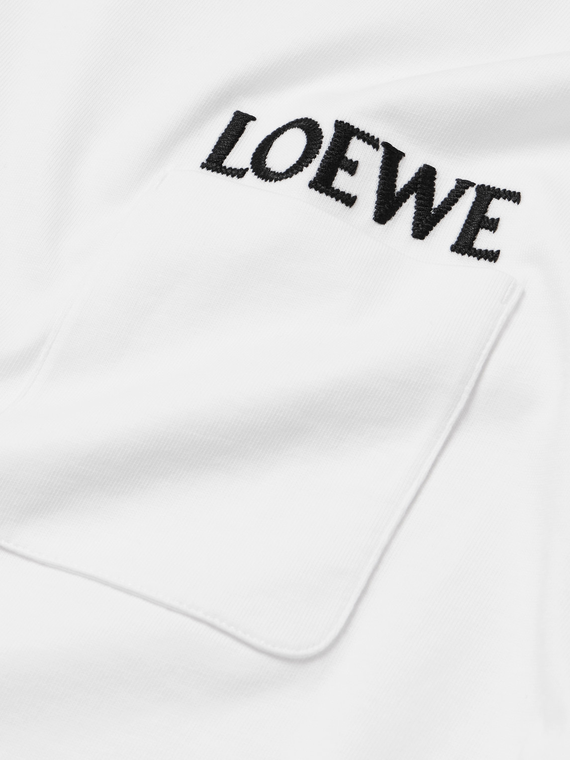 Loewe Logo-embroidered Cotton-blend Jersey T-shirt In White