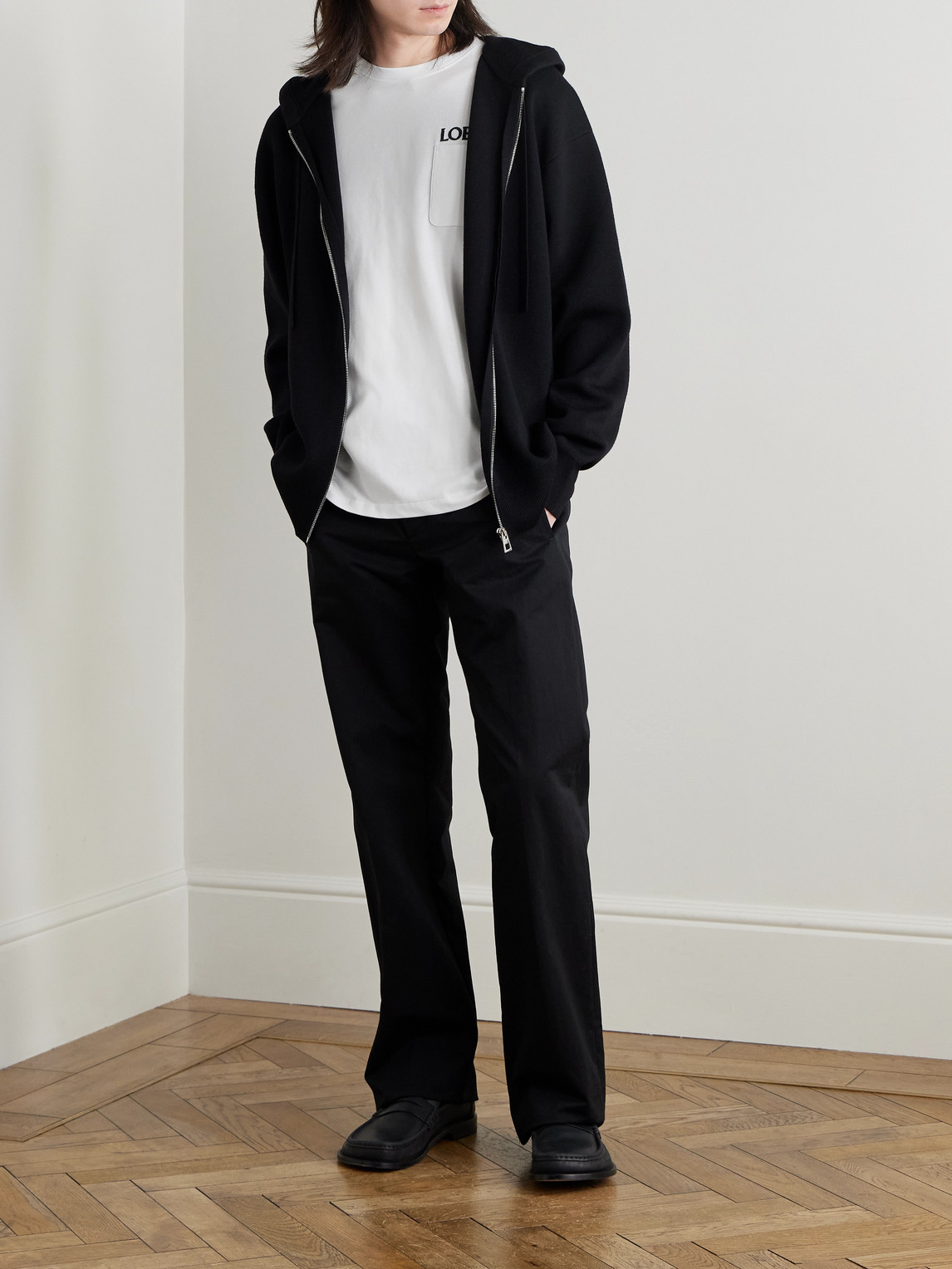 Loewe Logo-embroidered Cotton-blend Jersey T-shirt In White